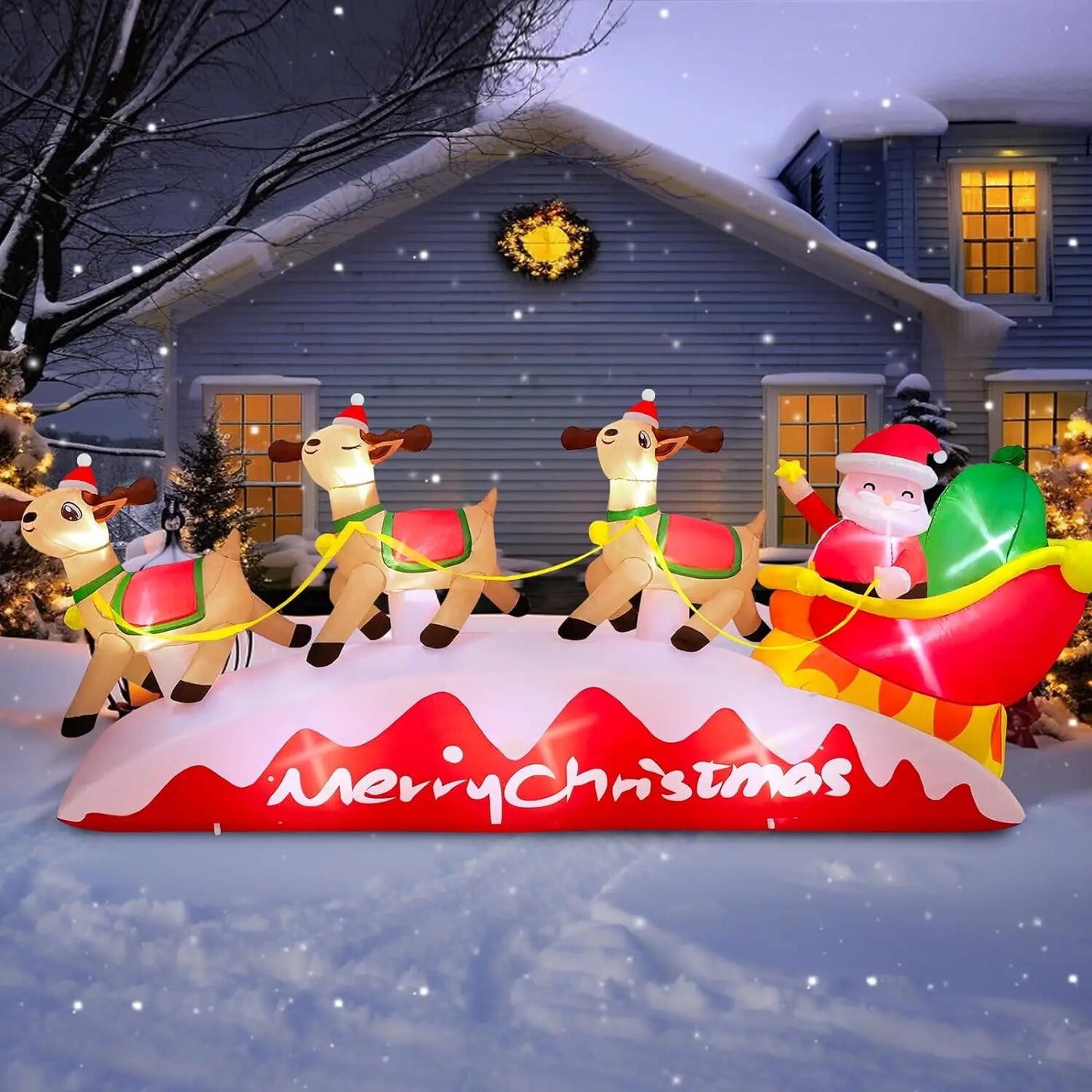 7 FT Inflatable Christmas Tree with Santa Claus Outdoor Decorations, Blow Up Ya image 1