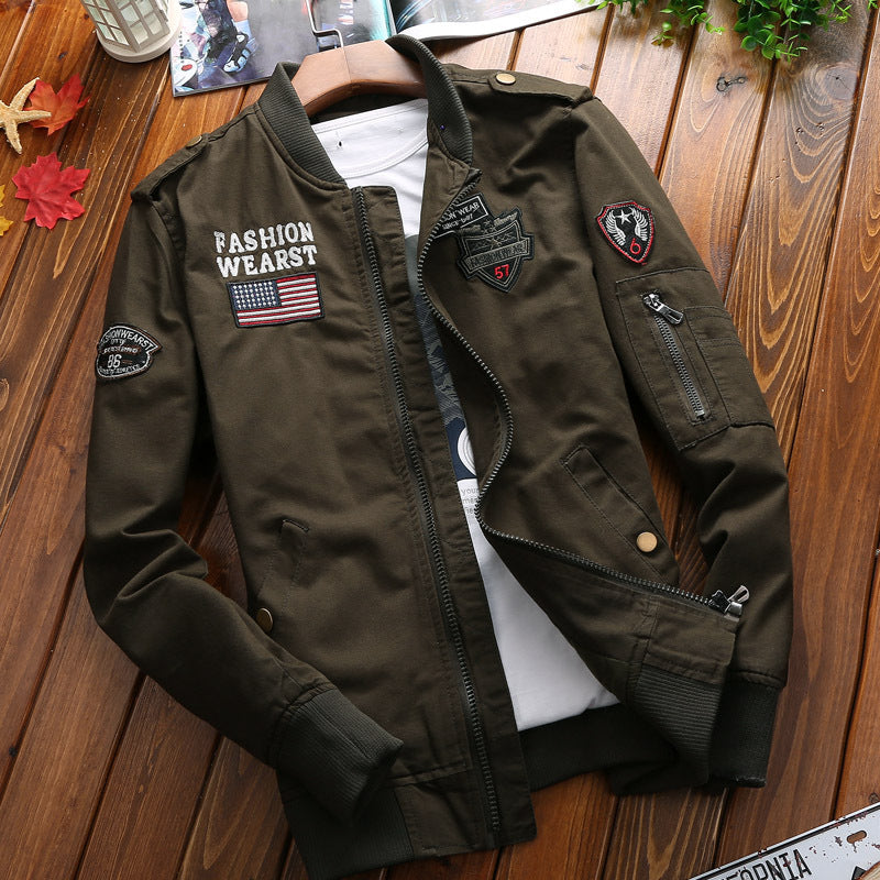 Spring and Autumn Jackets Men American Retro Work Clothes Short Pilot Jackets M image 2