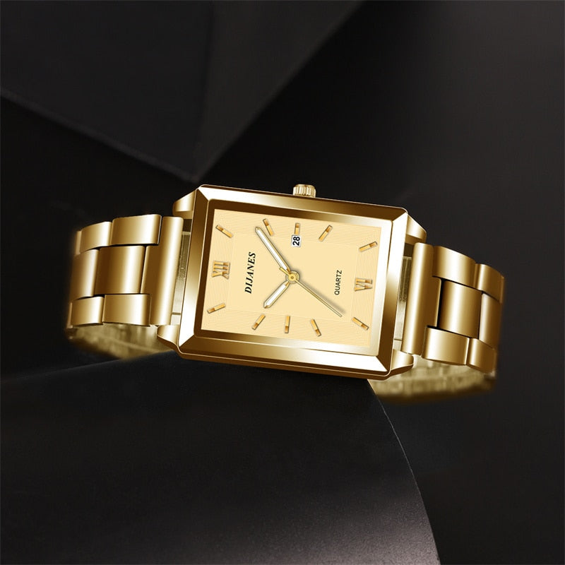 Fashion Men's Calendar Sport Casual Leather Wristwatch Luxury Business Golden S image 16