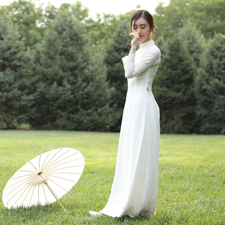 Ao Dai Vietnam Dress Women Traditional Improved Long Cheongsam Chinese Dress Qi image 3