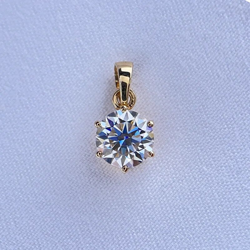 Real 18K White Gold Pendant 1CT Moissanite Necklace 6.5MM VVS Lab Diamond Rose image 2
