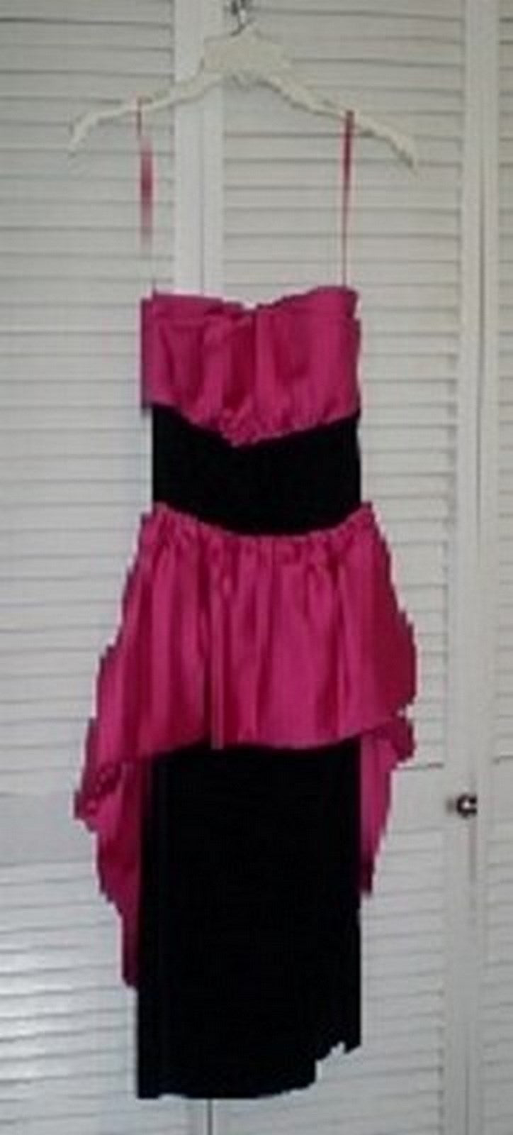 Victor Costa Women Dress Satin Red Velvet Black at Waist Midi Size 4 image 0