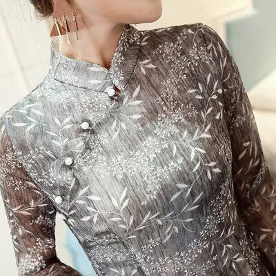2022 vietnam aodai cheongsam set for women traditional chinese chiffon robe lad image 7