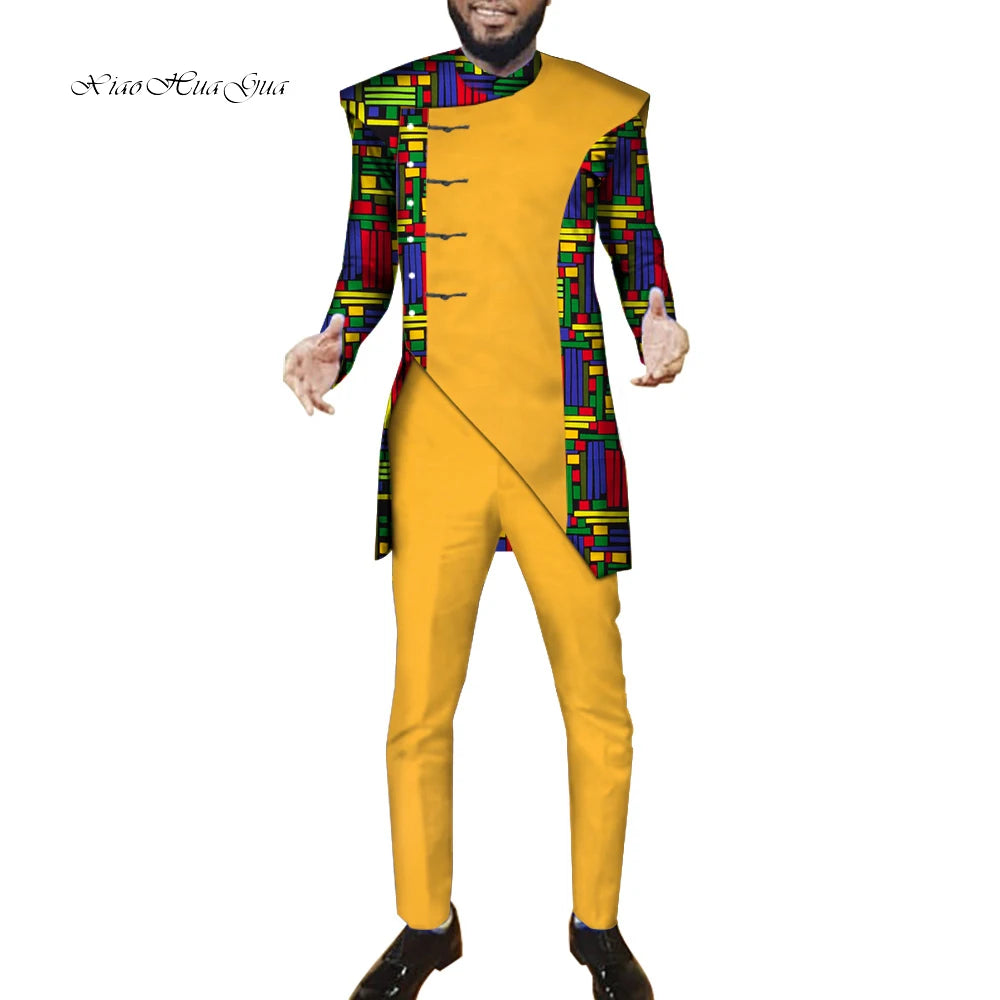 African Men Suits Sets Tops+Trousers Fashion Printing African Clothes for Men F image 7