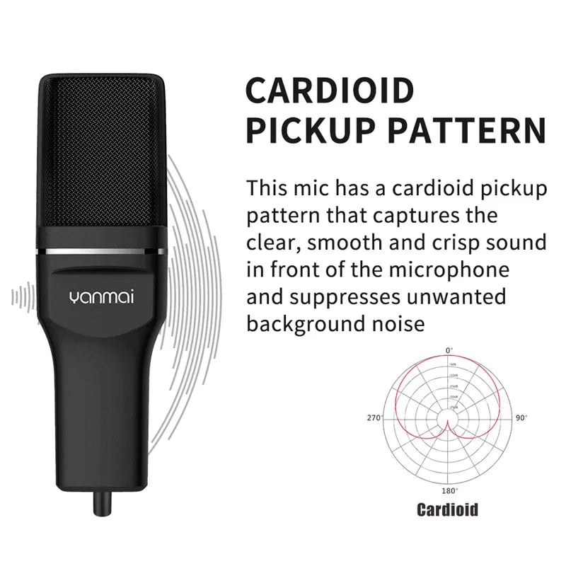 YANMAI USB Microphone Microfone Cardioid Condenser Mic SF-777 with Pop Filter T image 3