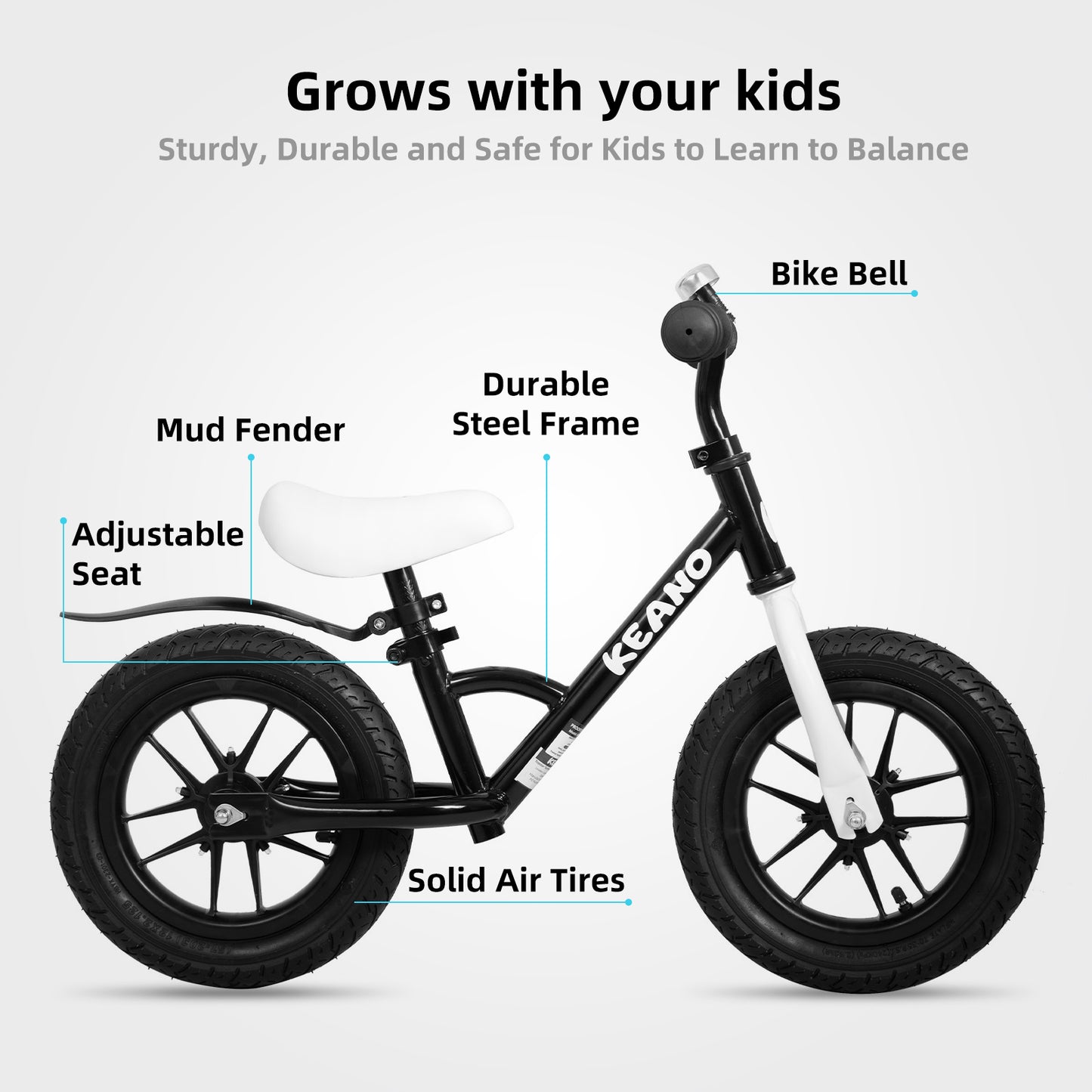 JOYSTAR 12 Inch Kids Balance Bike with Colorful Lighting Wheels, No Pedals Push image 7