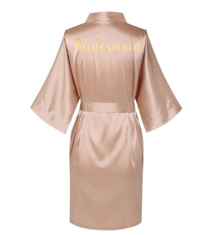 Rose Gold Satin Silk bride robe Wedding Robe Bridesmaid Bride Dressing Gown image 2