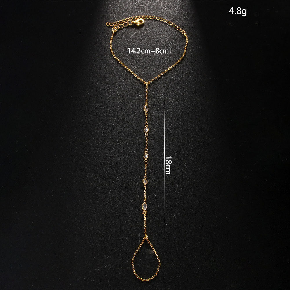 18K Gold STAINLESS STEELDainty plated Hand Chain Bracelet for Her STAINLESS STE image 5