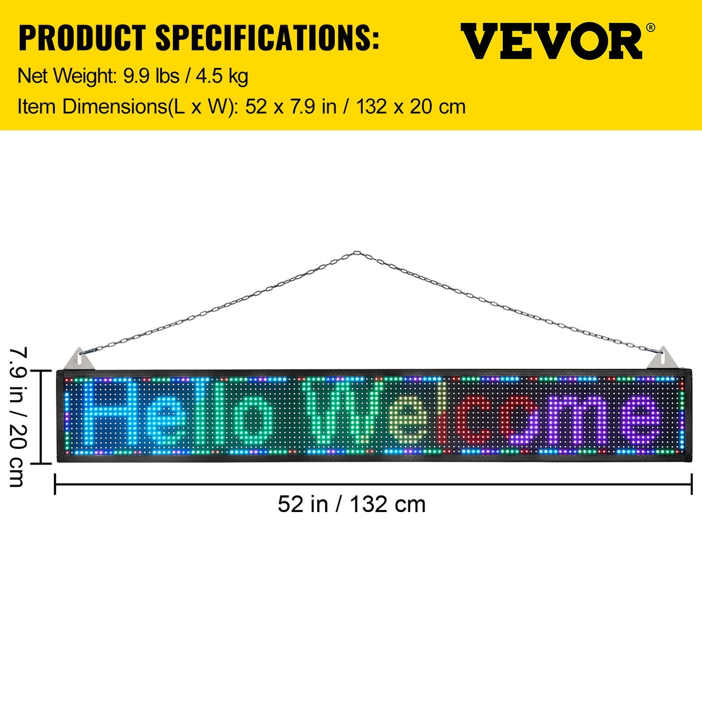 VEVOR Wi-Fi LED Scrolling Sign Full Color P4/P5/P6/P10 DIY Programmable Message image 5