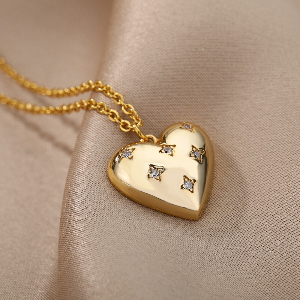 Heart Necklace For Women Stainless Steel Gold Color Necklaces Pendant 2022 image 4