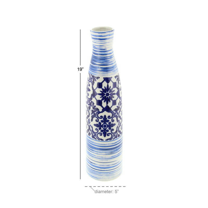 Blue Ceramic Vase with Tile Patterns Plant terrarium glass Vase Coffee table de image 2