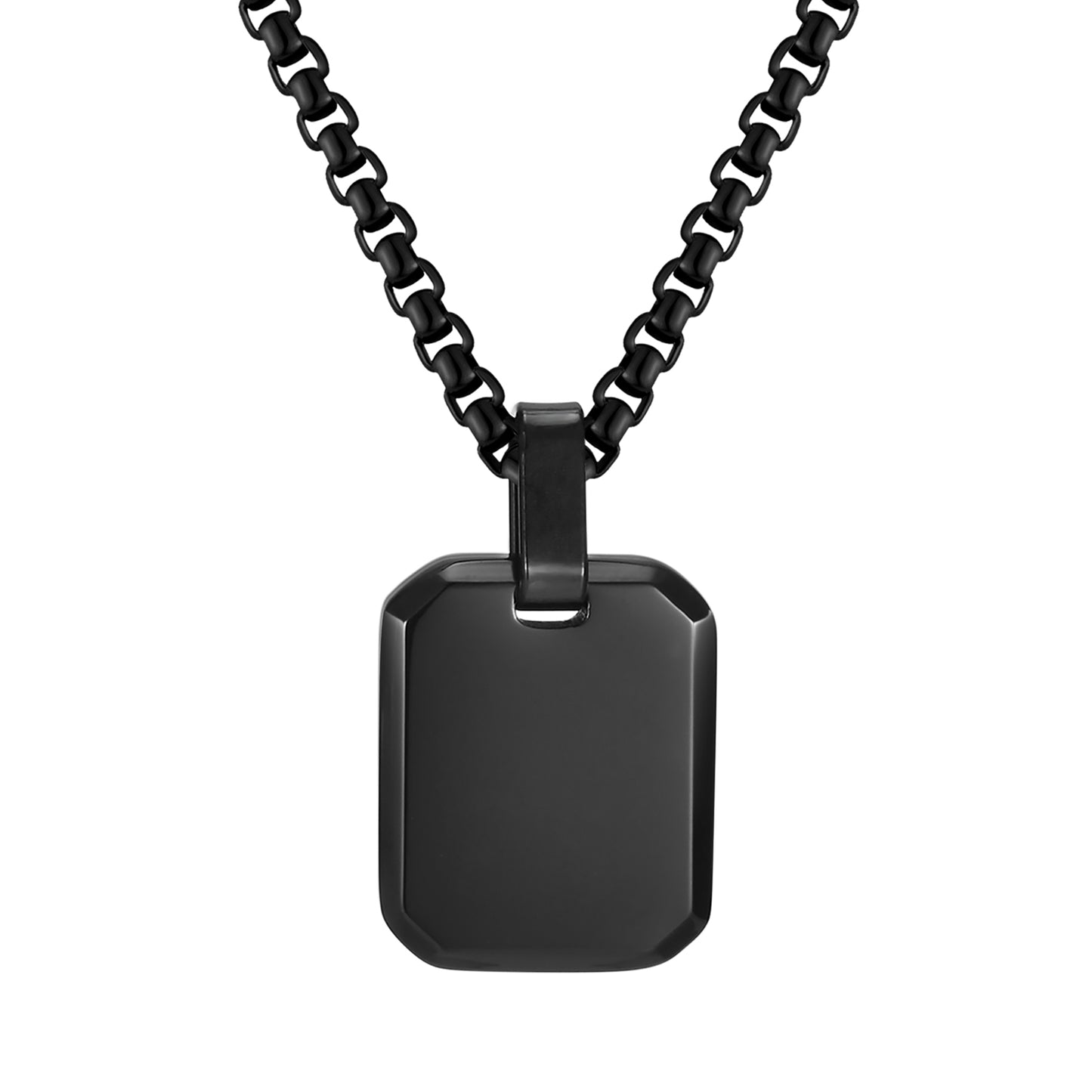 Engrave Square Necklace Personalized Tag ID Pendant, Stainless Steel Gold Plate image 3