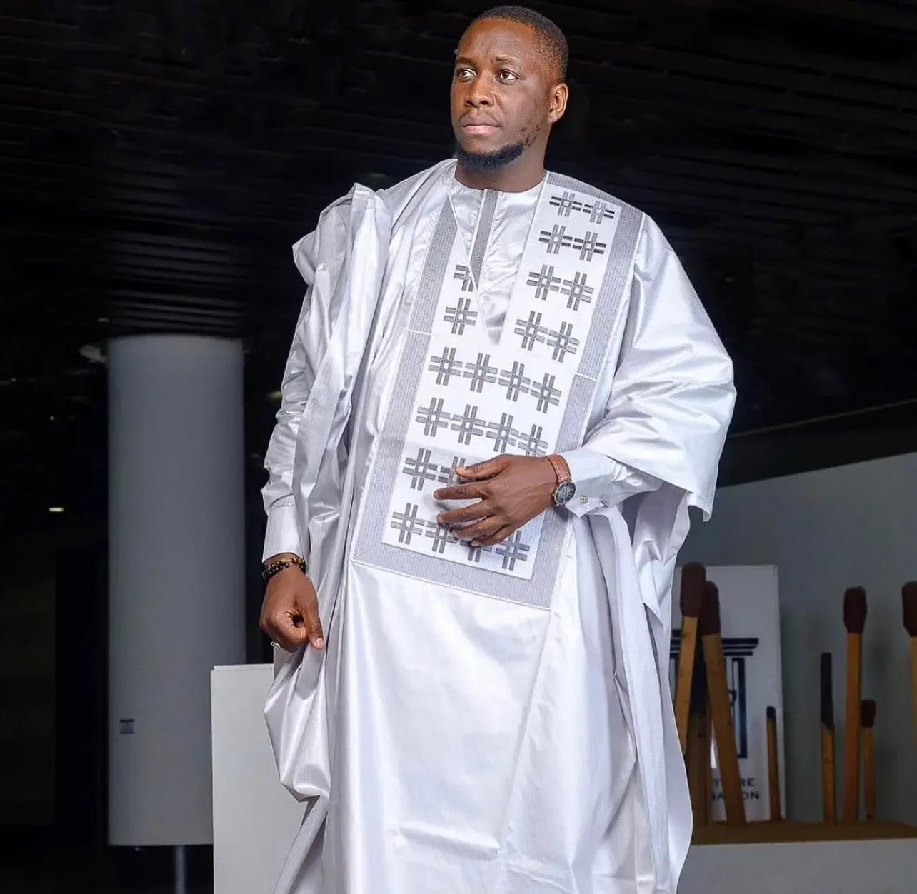 African Clothes For Man Bazin Riche Embroidery Design Top Long Sleeve image 0