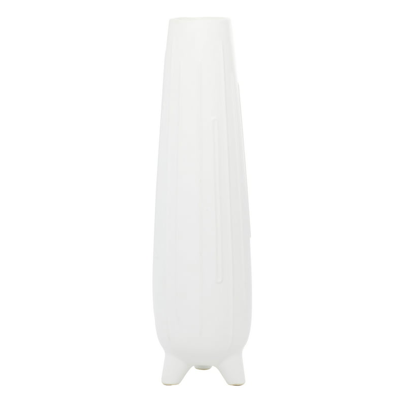 26" Handmade White Ceramic Vase with Feet for Plants Table Decoration image 4