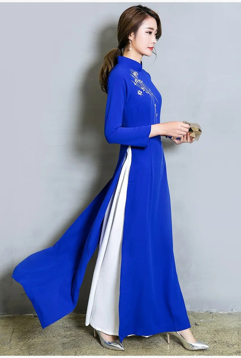 Traditional Vietnam Woman Retro Ao Dai Elegant Chinese Style Cheongsam Vintage image 2