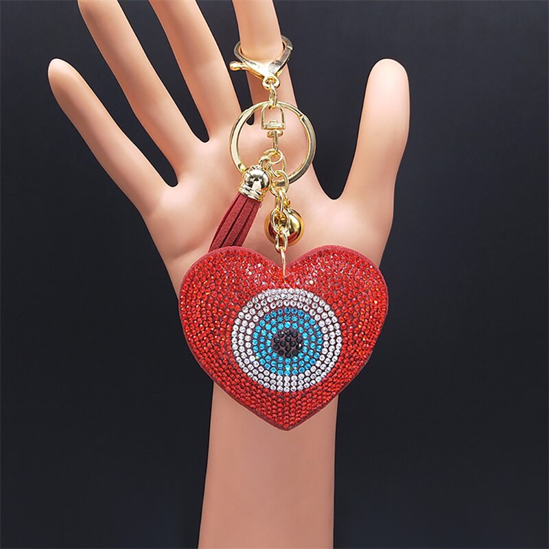 Turkey Eyes Crystal Keychains Ring for Women Keychain Blue Gold Color Key Chain image 7