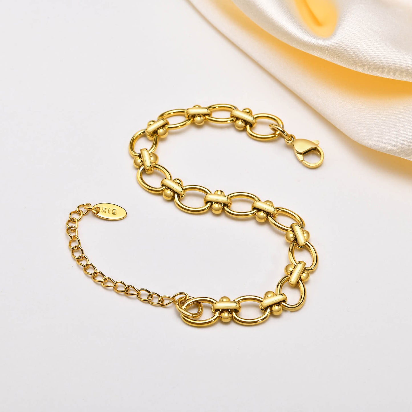 18k Gold Plated Chunky Oval Link Chain Bracelets for Women Thick Stainless Stee image 8