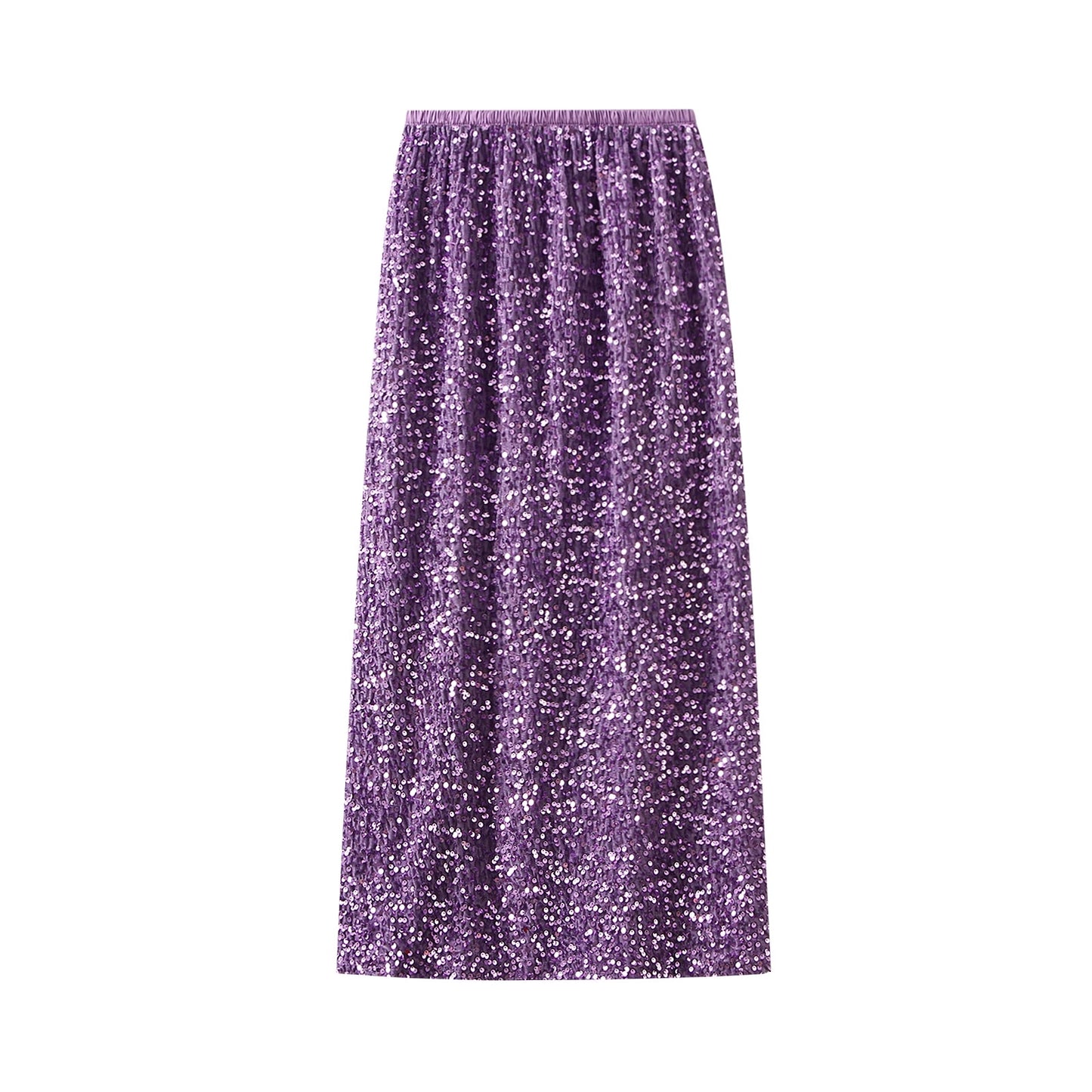 Women Elegant Shiny Sequined Long Skirt Summer Fall Elastic Waist Casual Skirts image 4