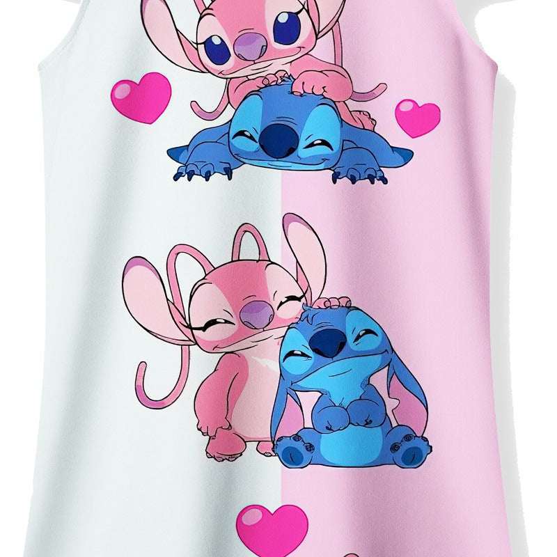 Disney Baby Girls Dress Cute Stitch Printed Children's Casual Dresses Kids Girl image 3
