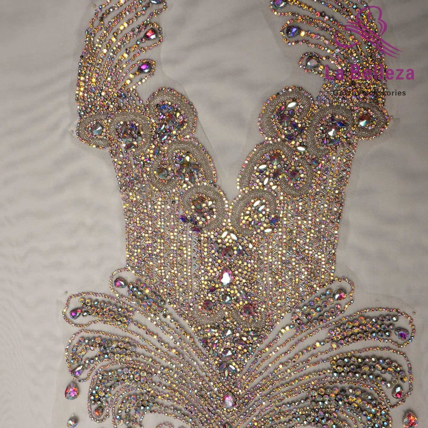 La Belleza black AB rose gold silver Red crystal rhinestone long rich bodice a image 9