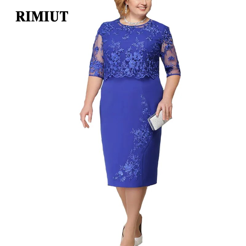Rimiut Plus Size 5XL 4XL Women Summer Autumn Dress Elegant Lace Dress Female Bl image 2