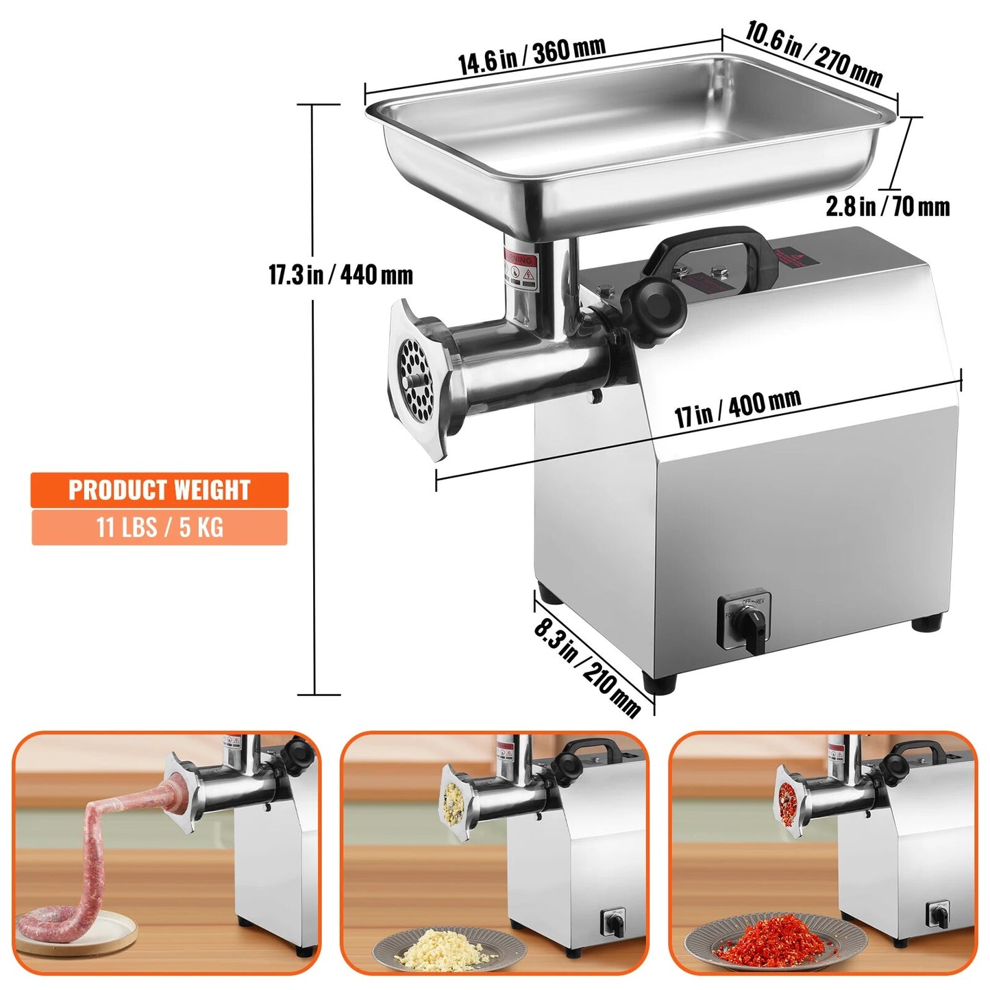 VEVOR Electric Meat Grinder Food Processors Sausage Maker Filler Mincer Stuffer image 2