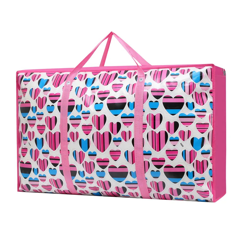High Quality Printed Large Zipper Travel Luggage Laminated PP non-woven Tote Qu image 3