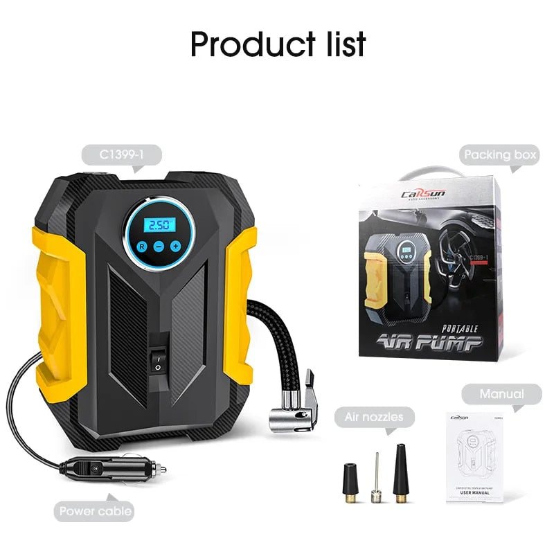 CARSUN Portable Automobile Air Compressor Digital Tire Inflation Pump LED Lamp image 8
