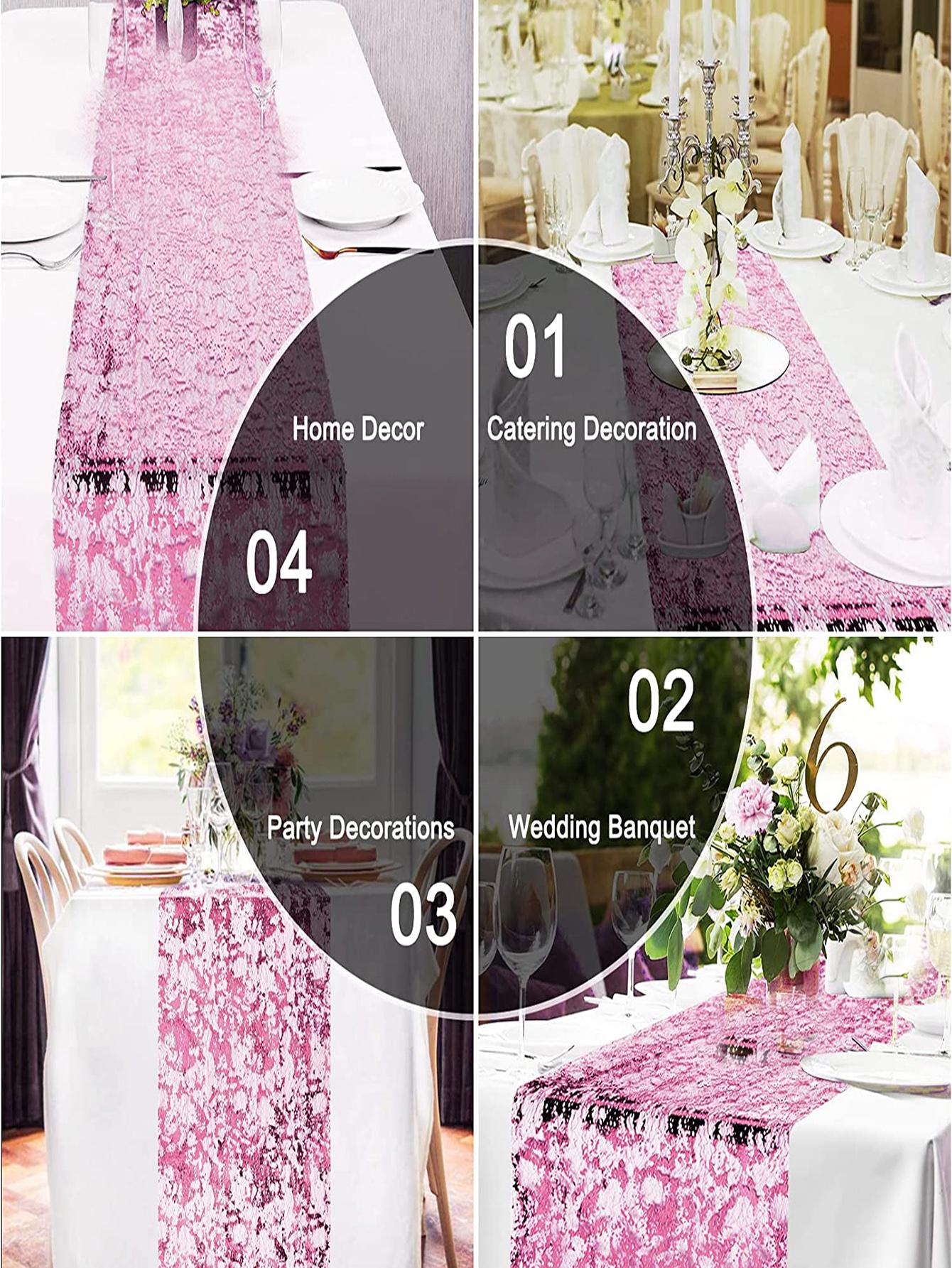 1pc Table Decorations For Party, Golden Table Runner, Sequin Glitter Foil Metal image 25