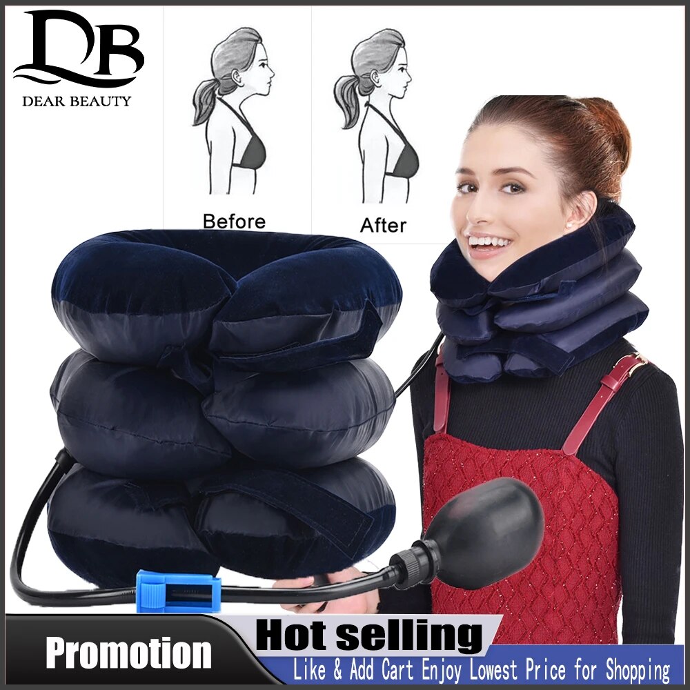 3 Layers Neck Massager Corrector Collar Relief Air Inflatable Cervical Vertebra image 1