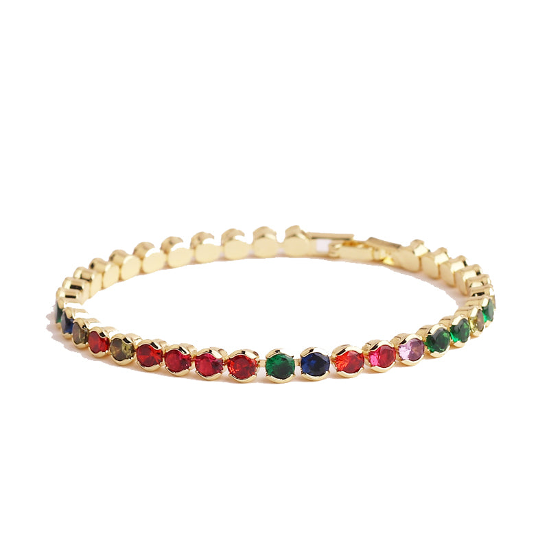 2022 New Rainbow Crystal Tennis Bracelets For Women Bracelet Set 18K Gold Silve image 7