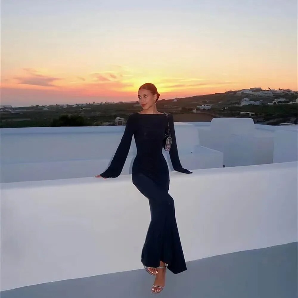 QWEEK 2024 Spring Summer Sundress Bohemian Boho Holiday Vacation Maxi Dresses w image 1