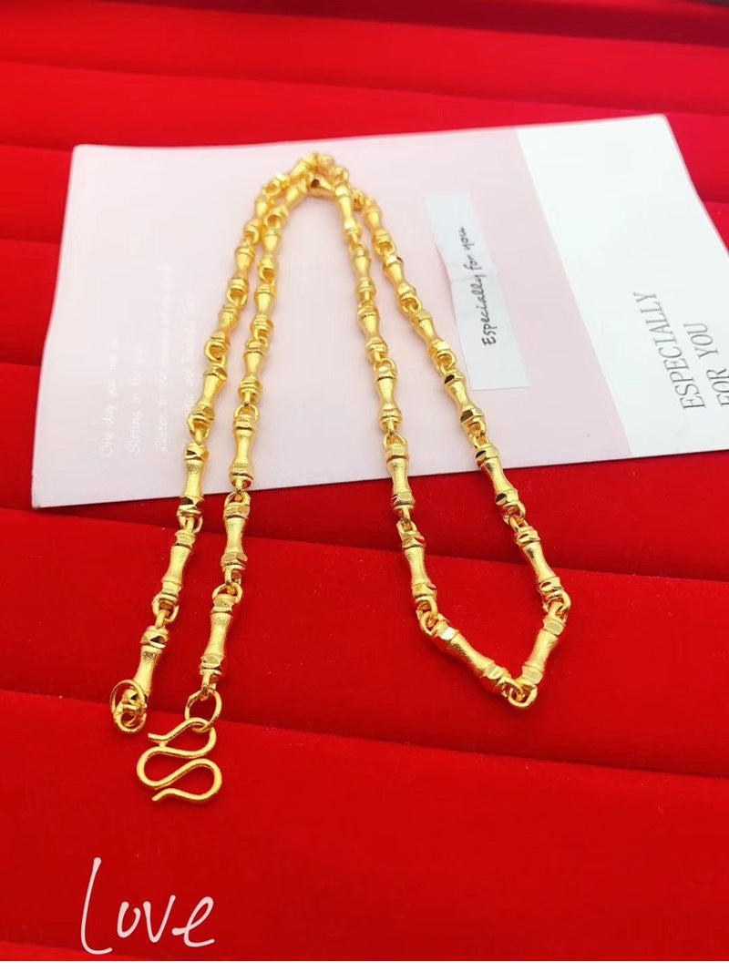 Pure 18k Gold Color Necklace Bangle Jewelry Sets Real Gold Chain for Women Fine image 5