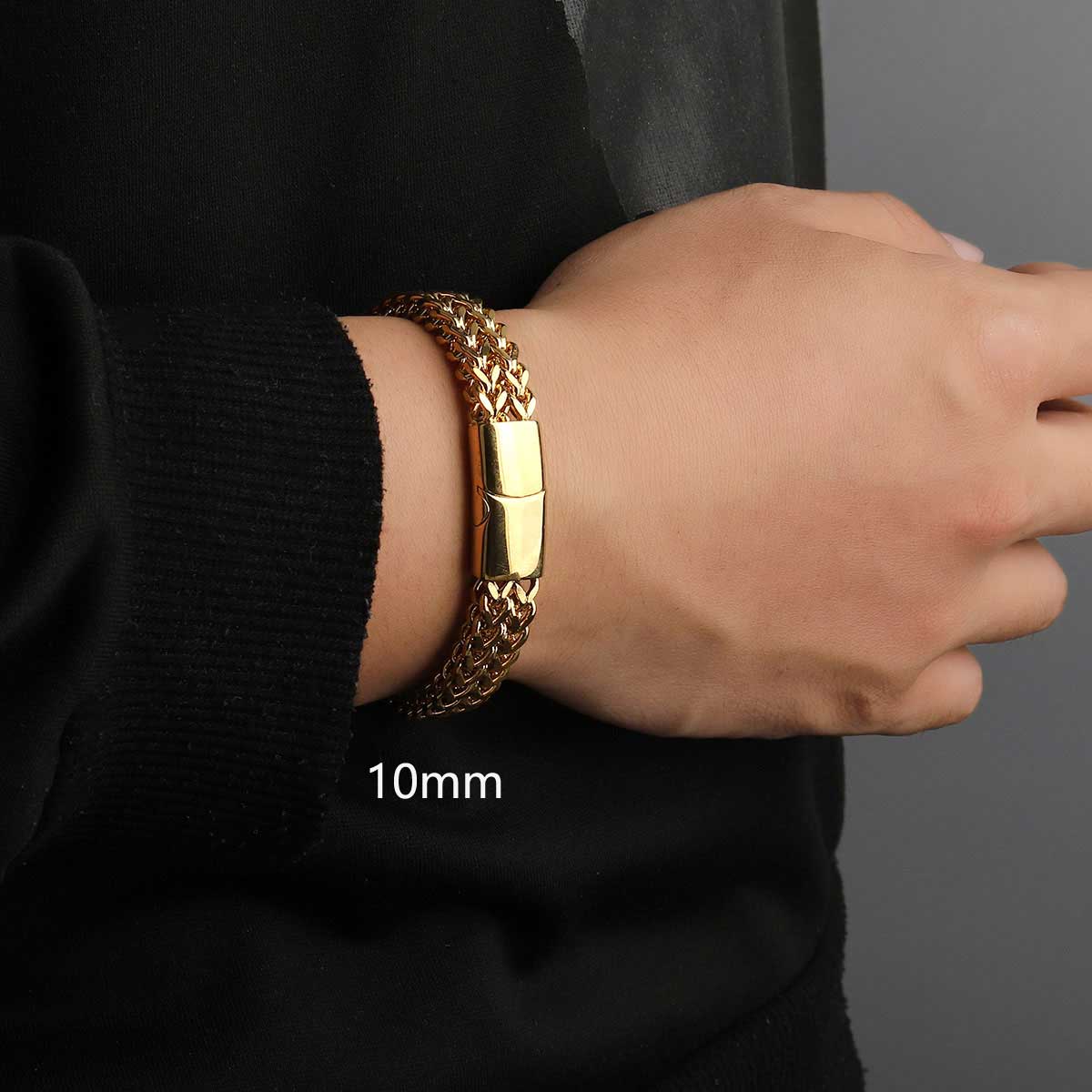 18K Gold Color Stainless Steel Double-laye Braided Link Bracelets With Magnetic image 5