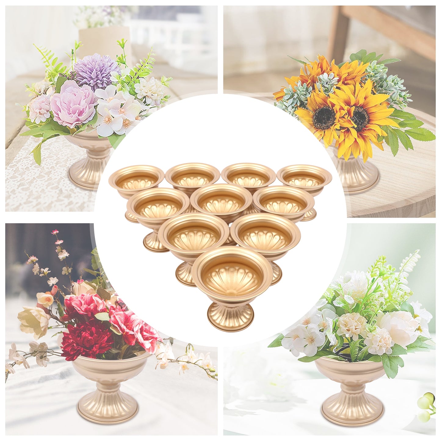 10pcs Baking Lacquer DIY Flower Trumpet Vase Tabletop Wedding Party Centerpiece image 5