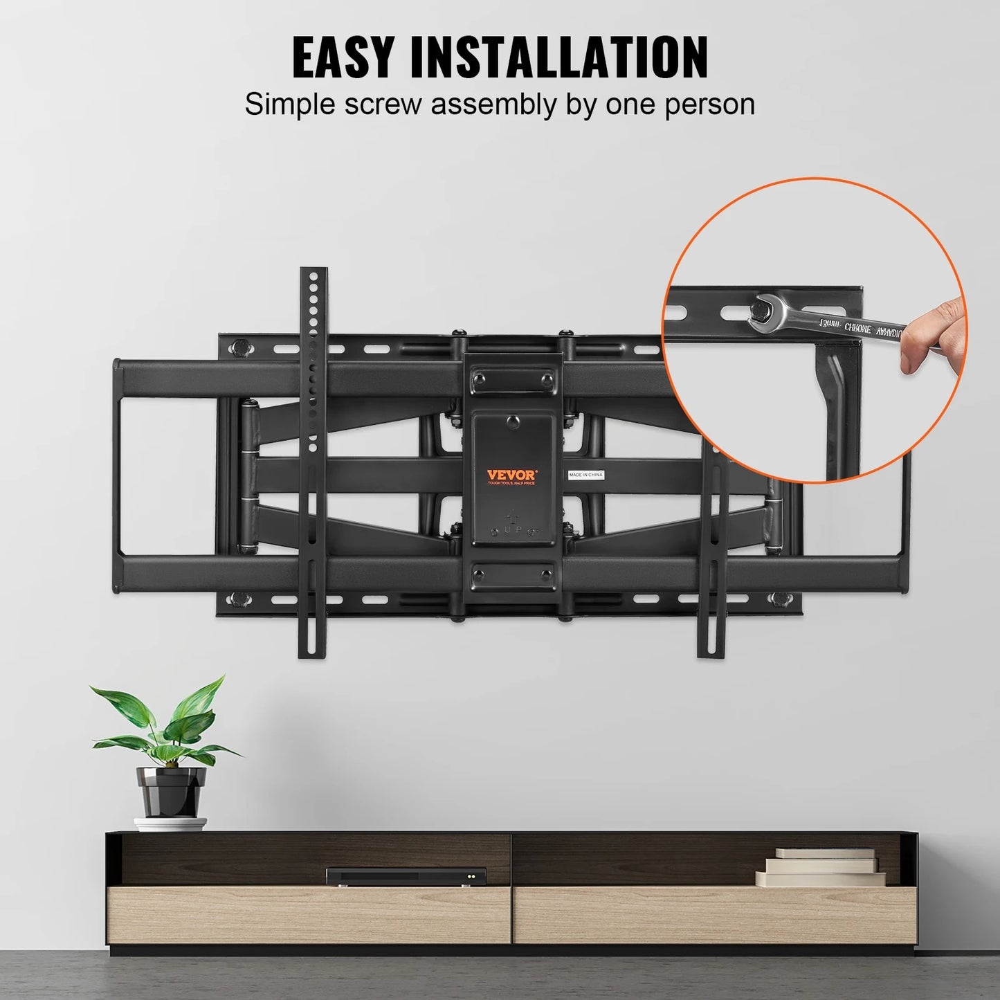 VEVOR Full Motion TV Mount Fit for Most 26-90in TVs Swivel Tilt Horizontal Adju image 8