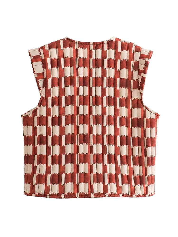 Willshela Women Fashion Printed Sleeveless Jacket Waistcoats Vintage V-Neck Ves image 4