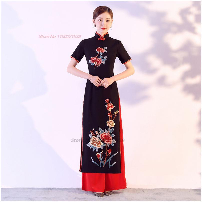 2024 traditional ao dai cheongsam elegant vietnam dress oriental dress+pants s image 5