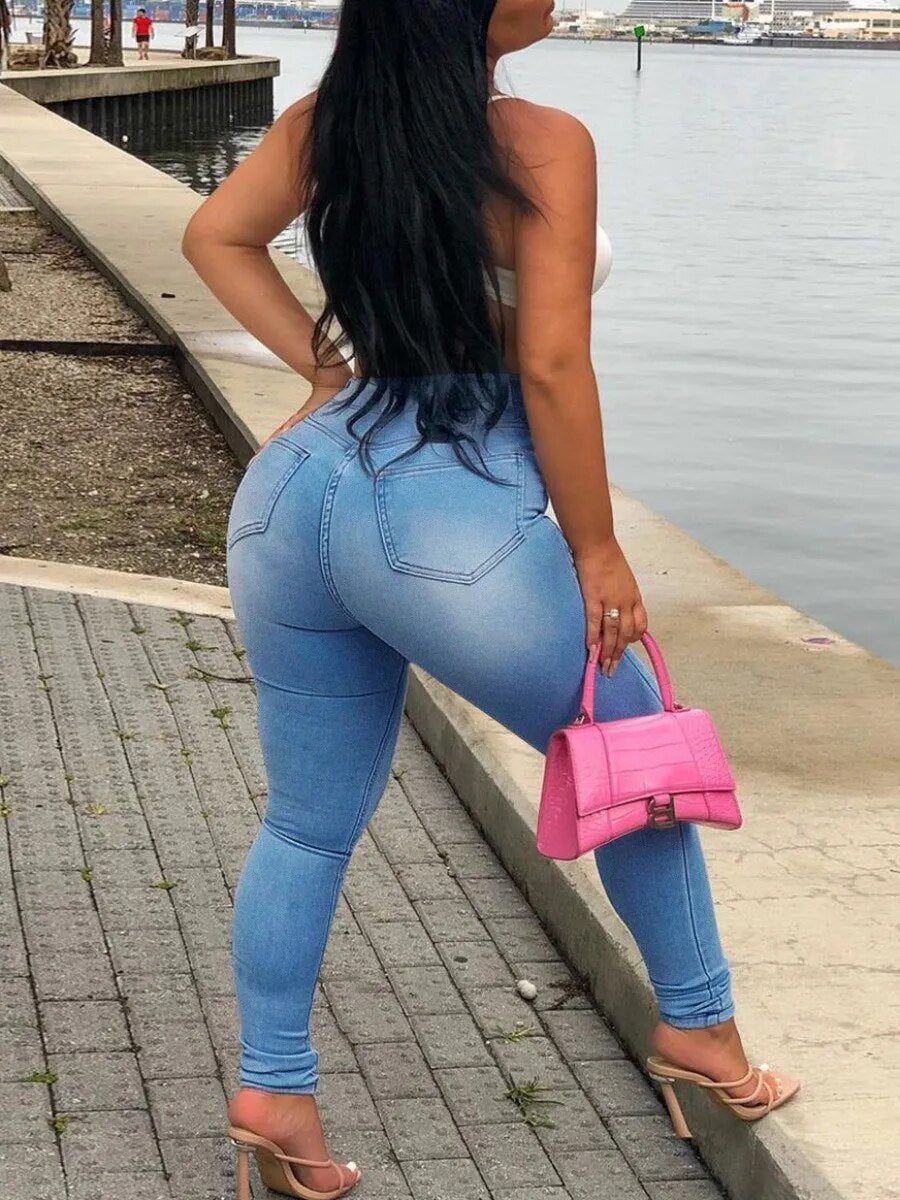 LW BASICS Plus Size Mid Waist Stretchy Jeans Medium Stretchy Zipper Fly Street image 0