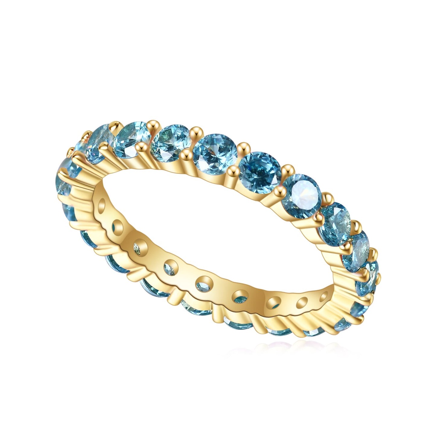 GEM'S BALLET 925 Sterling Silver 18K Gold-filled Gemstone Eternity Band Ring image 4