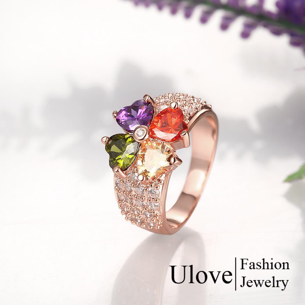US STOCK 5% Off Rose Gold Color Ring Female Cubic Zirconia Wedding Rings for image 5