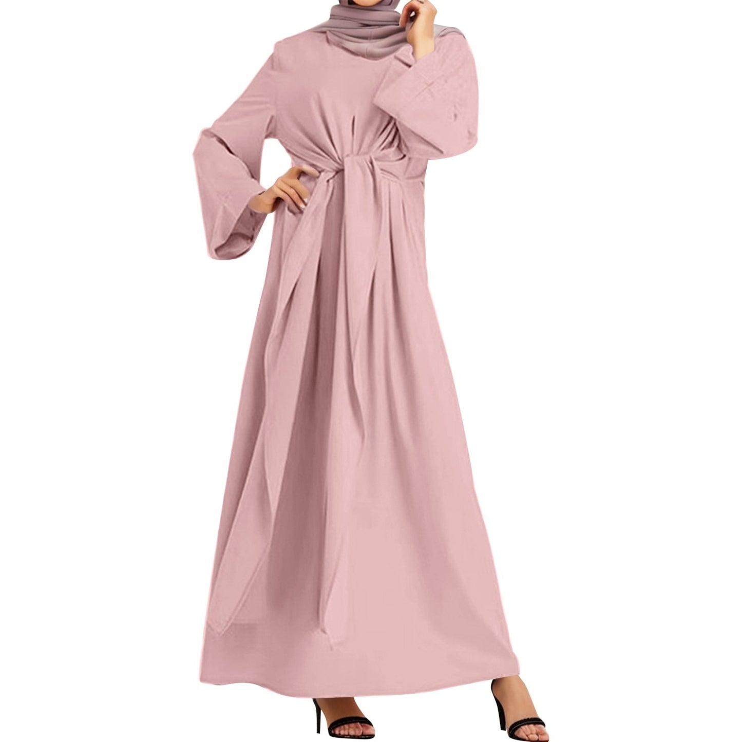 Muslim Fashion Dubai Abaya Long Dresses with Belt Islam Clothing Abayas African image 8
