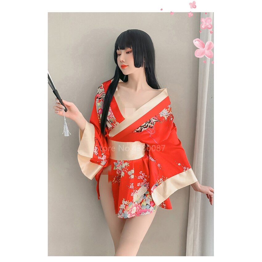 Japanese Kimono Dress for Women Cardigan Gorgeous Floral Print Yukata Asian Obi image 0