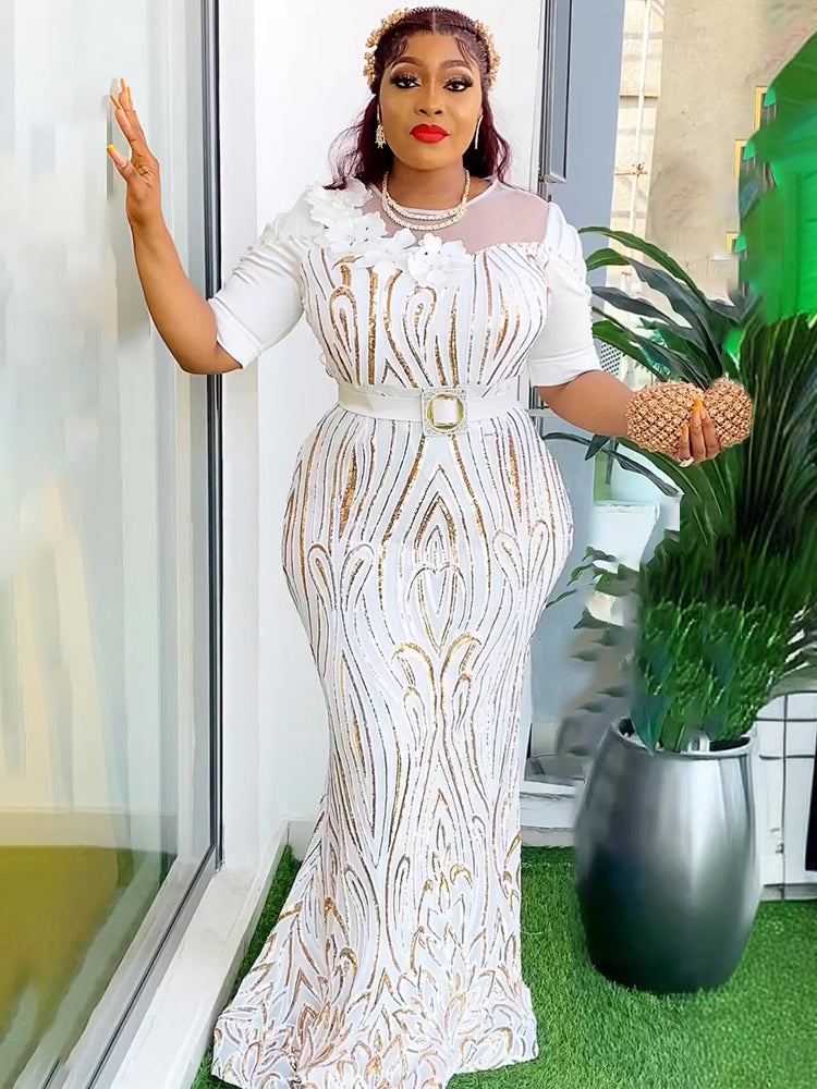 2024 Luxury Sequin Dresses For Women Dubai African Wedding Party Prom Evening G image 0