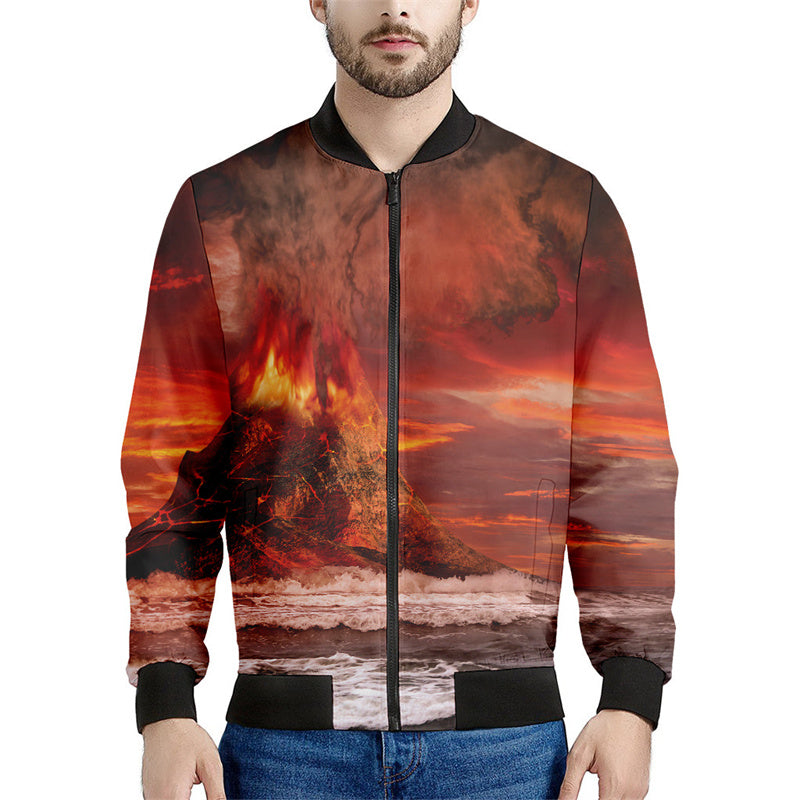 Volcano Eruption Magma 3d Printed Jackets Men Long Sleeve Loose Sweatshirt Cool image 4