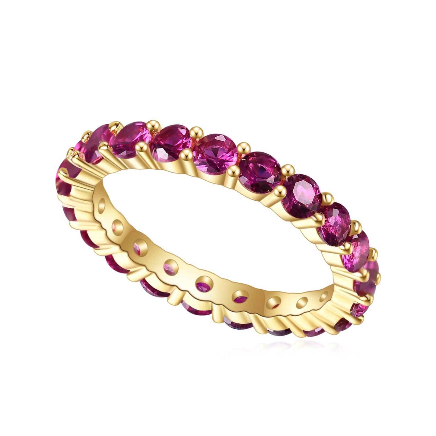 GEM'S BALLET 925 Sterling Silver 18K Gold-filled Gemstone Eternity Band Ring image 1
