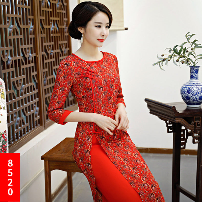 Lace Ao Dai long cheongsam dress XL daily improvement slim fashion cheongsam im image 7