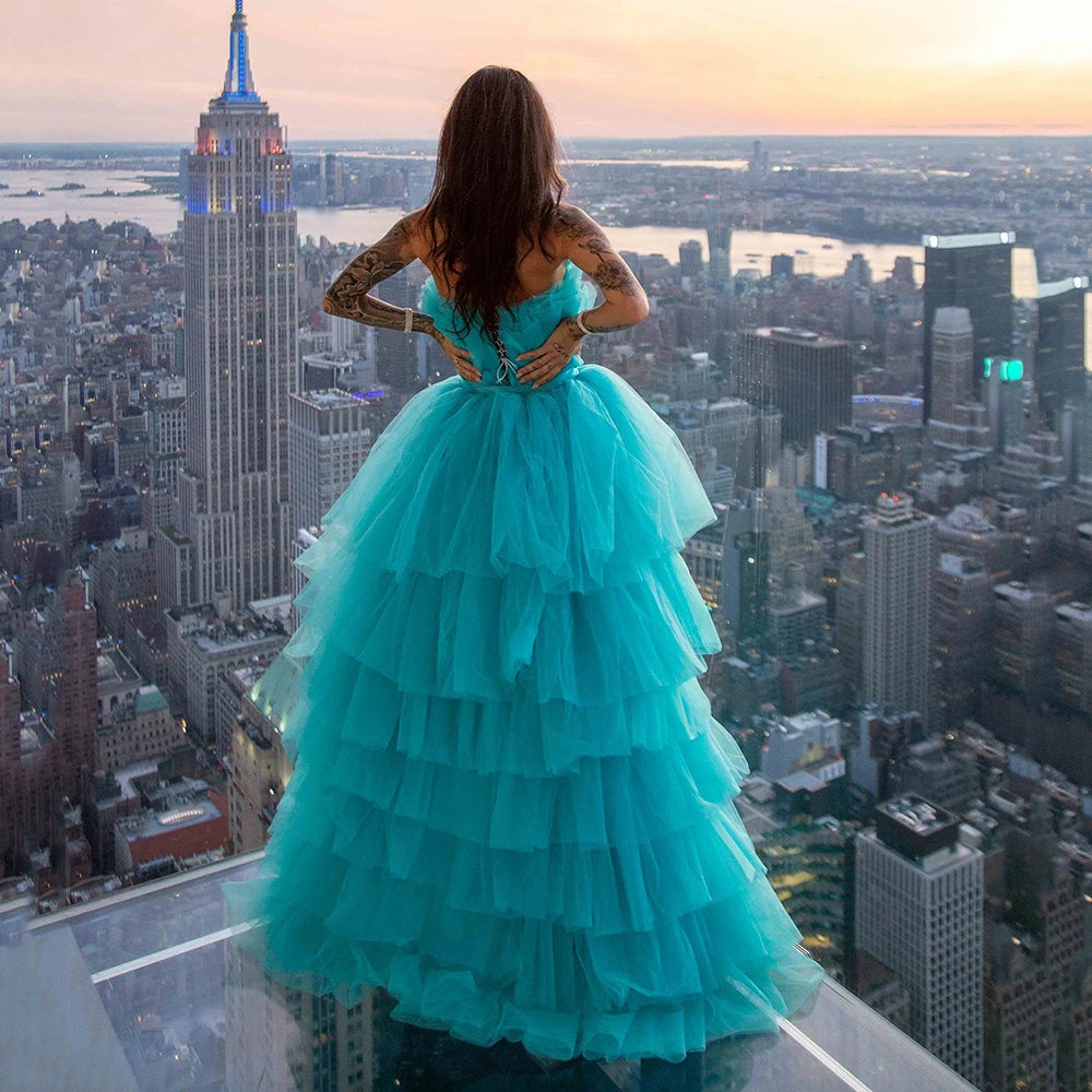 YALIN Fashion High/Low Homecoming Dresses Scalloped Sleeveless Floor-Length Pro image 2