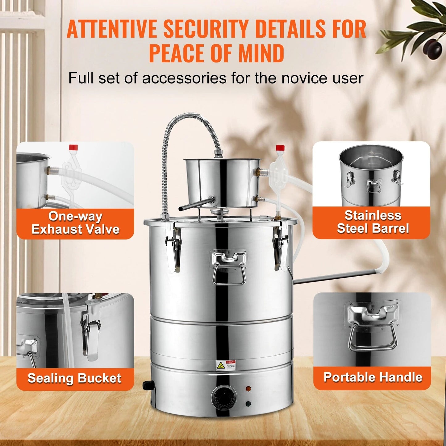 VEVOR 30/50L Stainless Steel Alcohol Distiller Alcohol Still Essential Oil Brew image 4