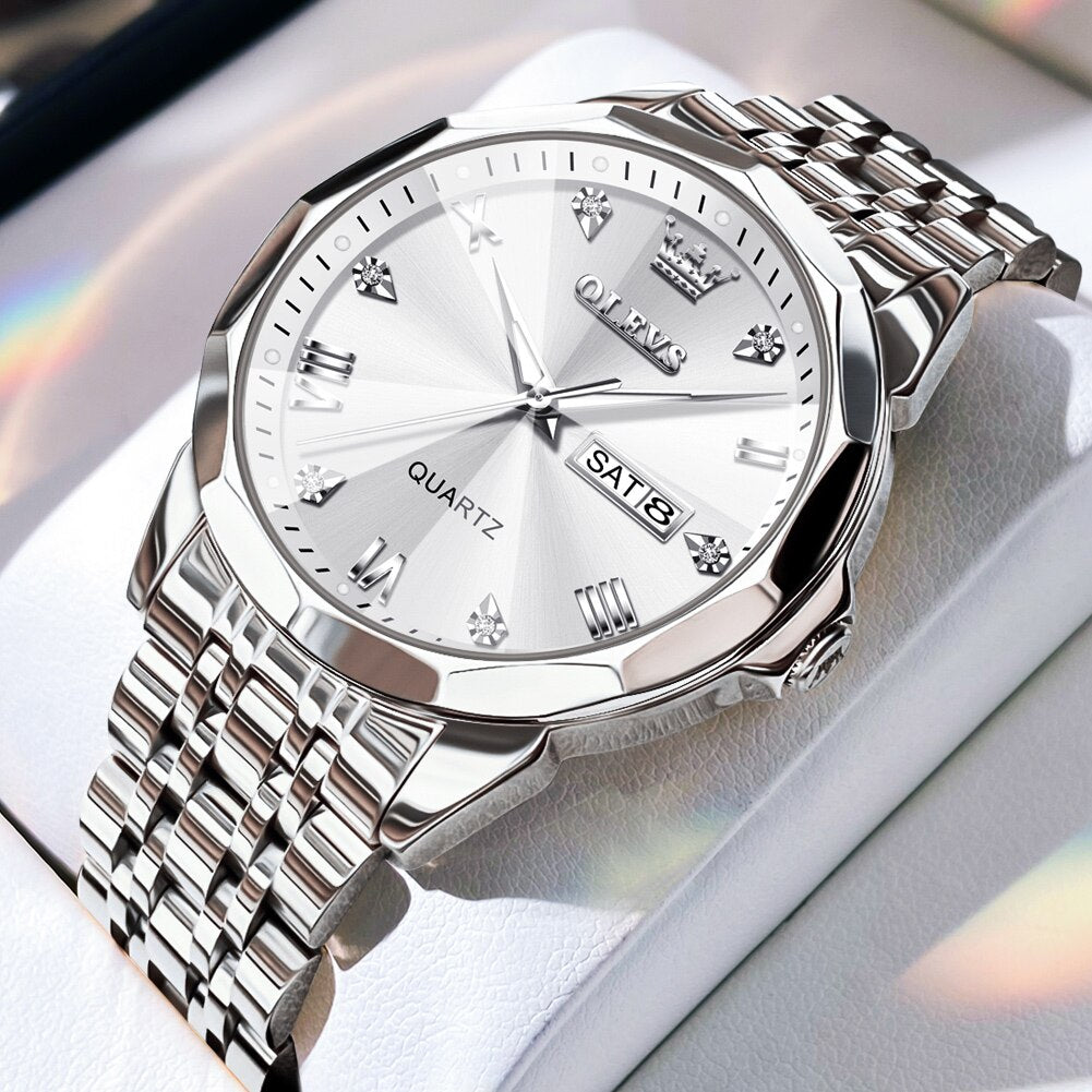TAXAU New Watch For Men Rhombus Original Quartz Waterproof Wristwatch Gold Stai image 1